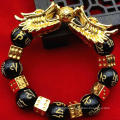 Fashion new design red rope 24k gold jewelry Chinese style adjustable color change dragon bracelet